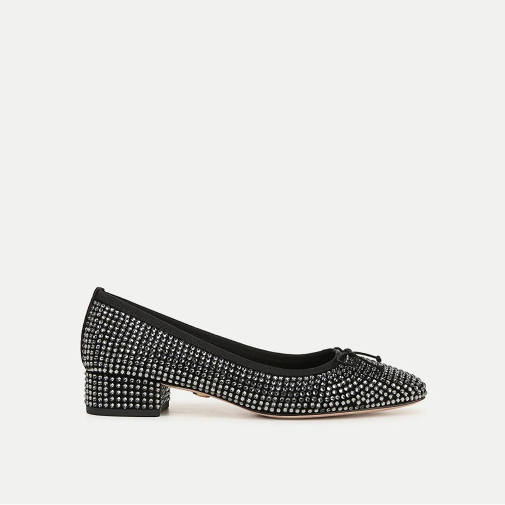 NWT Veronica Beard Cecile Rhinestone Ballet Pumps in Black Size 7.5